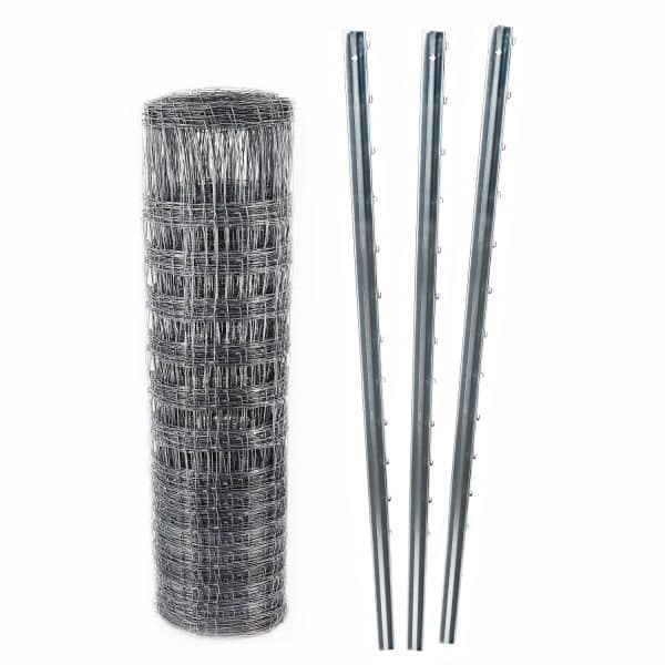 Aquagart 100m Wildzaun Forstzaun 100/8/15 + Z-Profil Zaunpfosten Forstzaun Weidezaun