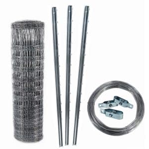 Aquagart 100m Wildzaun Forstzaun Knotengeflecht 100/10/30 + Pfosten + Spanndraht