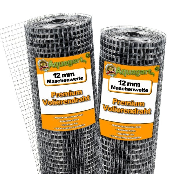 Aquagart 90m x 1m Volierendraht 12mmDrahtgitter Schweissgitter  Drahtzaun Feuerverzinkt
