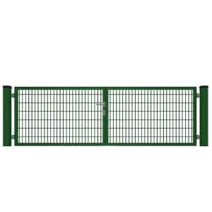 Doppeltor für Doppelstabmattenzäune Voll-Rahmen Moosgrün 350 cm x 140 cm