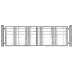 Doppeltor für Doppelstabmattenzäune Voll-Rahmen Zink 350 cm x 160 cm
