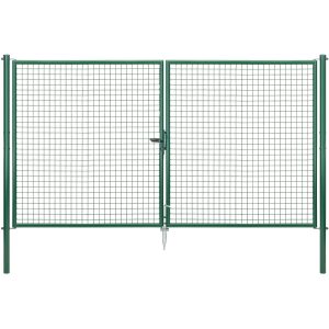 Doppeltor für Maschendraht- und Alberts Fix-Clip Pro-Zaun Grün 175 cm x 300 cm