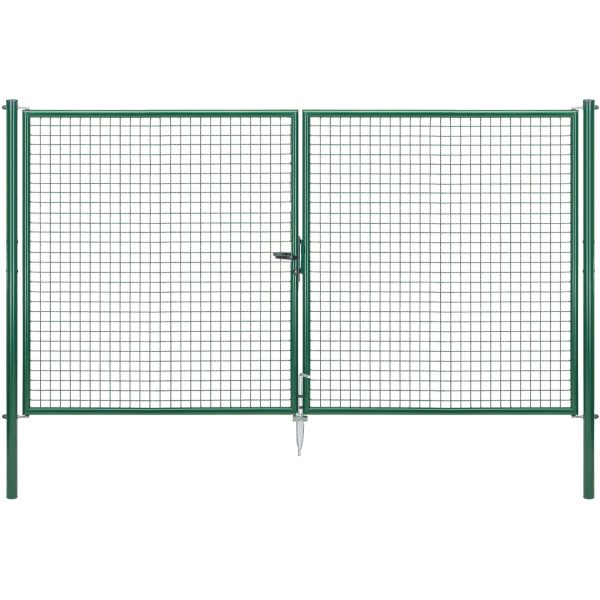 Doppeltor für Maschendraht- und Alberts Fix-Clip Pro-Zaun Grün 175 cm x 300 cm