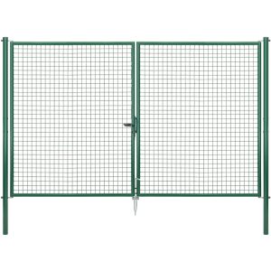 Doppeltor für Maschendraht- und Alberts Fix-Clip Pro-Zaun Grün 200 cm x 300 cm