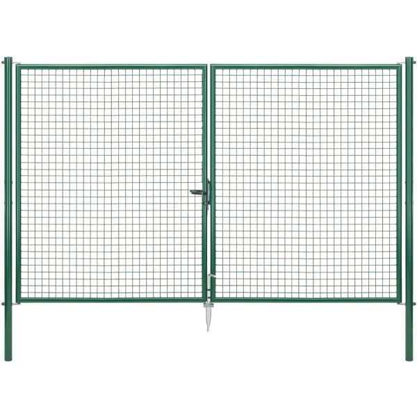 Doppeltor für Maschendraht- und Alberts Fix-Clip Pro-Zaun Grün 200 cm x 300 cm
