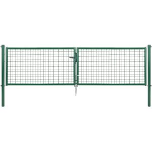 Doppeltor für Maschendraht- und Alberts Fix-Clip Pro-Zaun Grün 75 cm x 300 cm