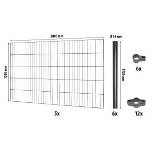 Einstabmattenzaun-Set Classic Anthrazit 125 cm x 1000 cm