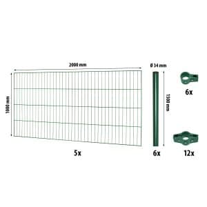 Einstabmattenzaun-Set Classic Grün 100 cm x 1000 cm