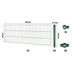 Einstabmattenzaun-Set Classic Grün 75 cm x 1000 cm