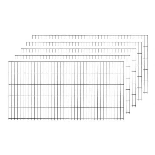 Einzelstabmattenzaun-Set Anthrazit 5 Stück je 125 cm x 200 cm