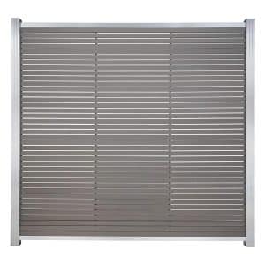 GartenLand WPC Zaun Set Air Gap ca. 180 x 180 cm Sichtschutz Steckzaun Schiefergrau Aluminium Silber Ohne Pfosten