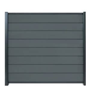 GartenLand WPC Zaun Set Norderney ca. 180 x 180 cm Sichtschutz Steckzaun Schiefergrau Aluminium Anthrazit Ohne Pfosten