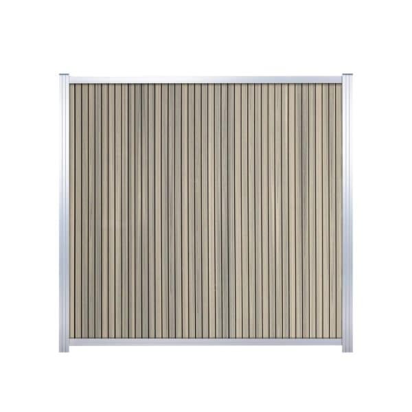 GartenLand WPC Zaun Set Shadowline Vertikal ca. 175 x 180 cm Sichtschutz Steckzaun Amethystgrau Aluminium Silber Ohne Pfosten