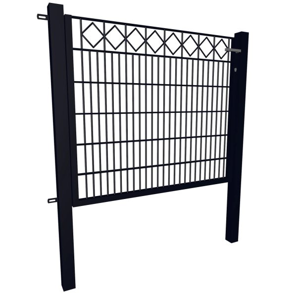 Gartentor Dekor 1-Flügelig Karo 100 cm x 120 cm Anthrazit