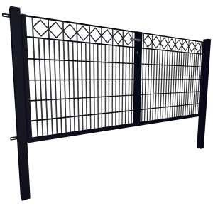 Gartentor Dekor 2-Flügelig Karo 80 cm x 300 cm Anthrazit