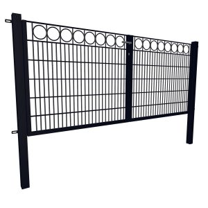 Gartentor Dekor 2-Flügelig Ring 80 cm x 300 cm Anthrazit