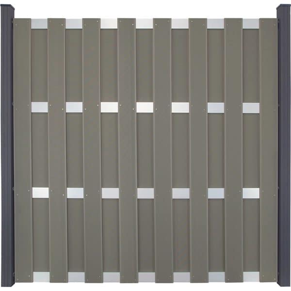 GroJa Bausatz EV1 Fertigzaun DIY ohne Pfosten 180 cm x 180 cm Hellgrau
