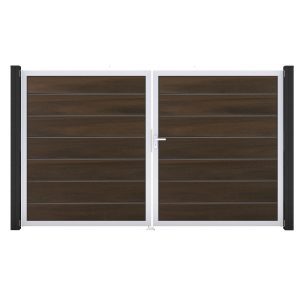 GroJa Grande Steckzaun Tor Premium DIN Rechts EV1 Walnuss