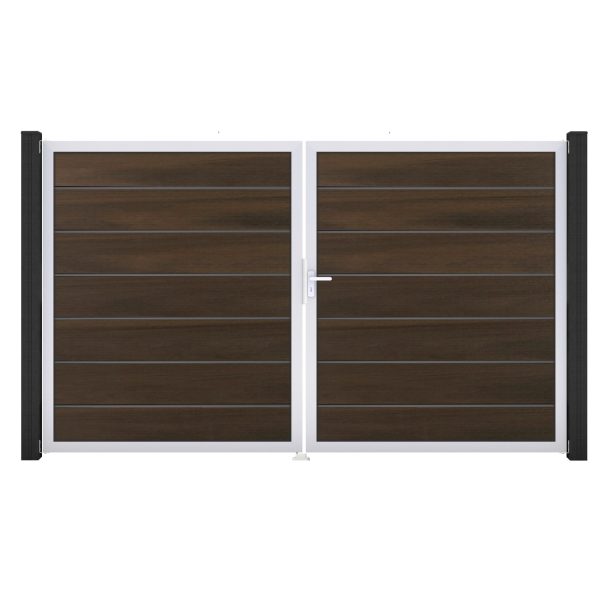 GroJa Grande Steckzaun Tor Premium DIN Rechts EV1 Walnuss