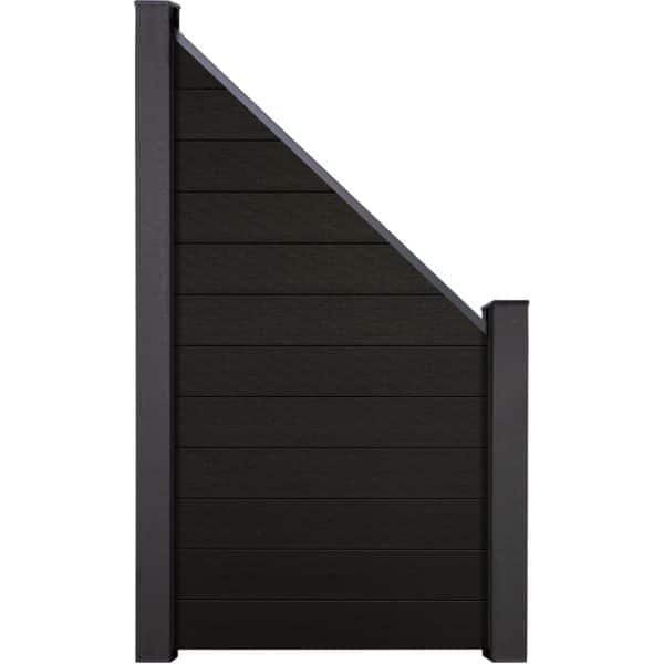 GroJa Solid Steckzaun Schräg schmal 90 cm x 180/90 cm Schwarz