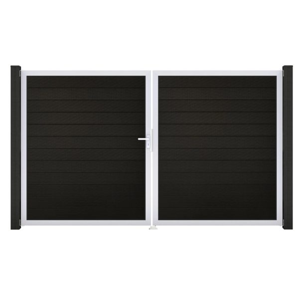 GroJa Solid Steckzaun Tor DIN Links EV1 Schwarz co-extrudiert