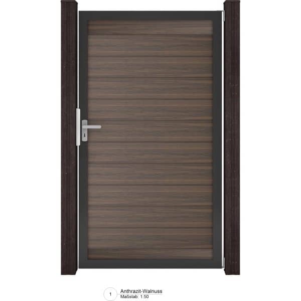 GroJa Solid Steckzaun Tor Universal-DIN Walnuss 100 cmx 180 cm