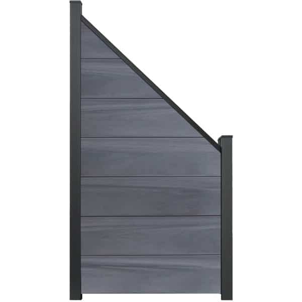 GroJa Steckzaun Schräg Solid-Grande 90 x 180/90 cm Steingrau Co-Extrudiert