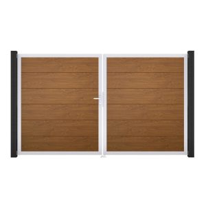 GroJa Steckzaun Tor BasicLine DIN Links EV1 Golden Oak
