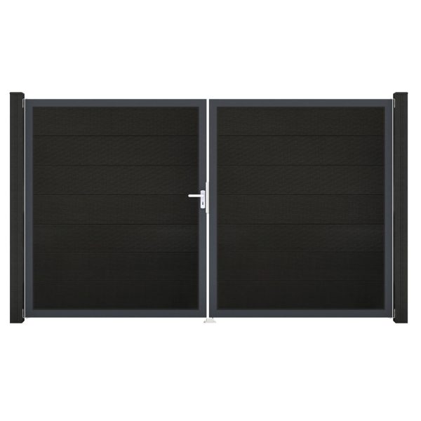 GroJa Steckzaun Tor Grande DIN Links DB Schwarz co-extrudiert