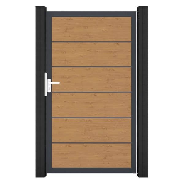 GroJa Tor 1-flg. Basicline Premium 100 cm x 180 cm Asteiche Natur Rahmen DB703