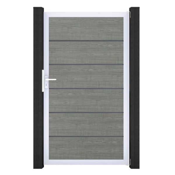 GroJa Tor 1-flg. Basicline Premium 100 cm x 180 cm Grey Ash Cut Rahmen EV1