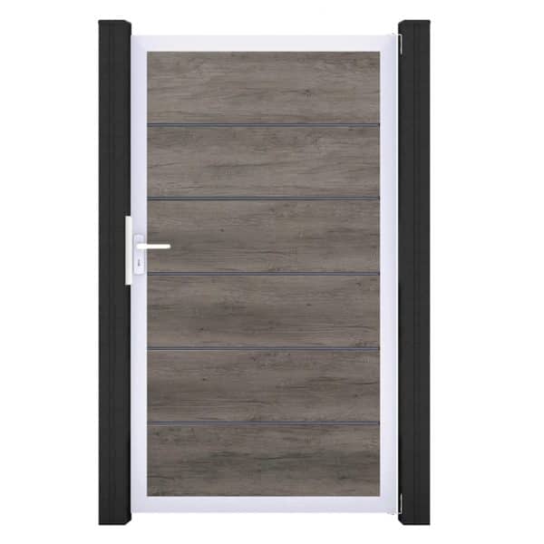 GroJa Tor 1-flg. Basicline Premium 100 cm x 180 cm Monument Oak Rahmen EV1