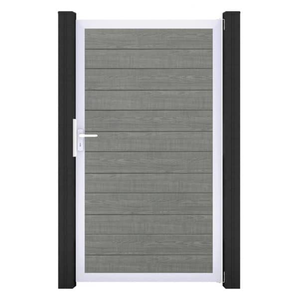 GroJa Tor 1-flg. Basicline Schmal 100 cm x 180 cm Grey Ash Cut Rahmen EV1