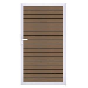 GroJa Tor 1-flg. Solid Rhombus 100 cm x 180 cm Teak Co-Extrudiert Rahmen EV1