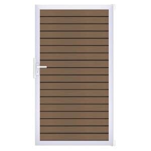GroJa Tor 1-flg. Solid Rhombus 154 cm x 180 cm Teak Co-Extrudiert Rahmen EV1