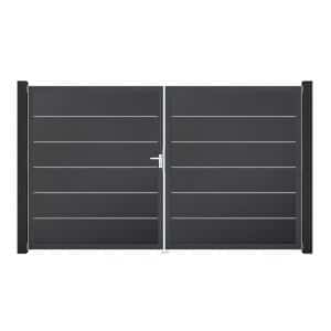 GroJa Tor 2-flg. Basicline Premium Anthrazit Rahmen 306 cm x 180 cm DIN Links