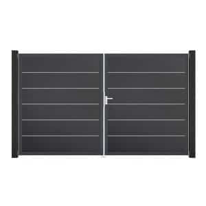 GroJa Tor 2-flg. Basicline Premium Anthrazit Rahmen 306 cm x 180 cm DIN Rechts
