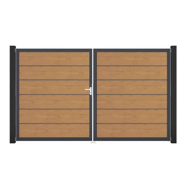 GroJa Tor 2-flg. Basicline Premium Asteiche Natur 306 cm x 180 cm DIN Links