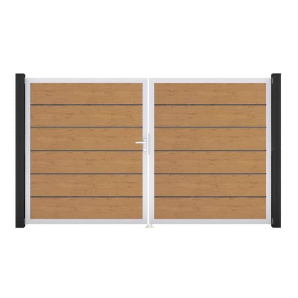 GroJa Tor 2-flg. Basicline Premium Asteiche Natur EV1 306 cm x 180 cm DIN Links