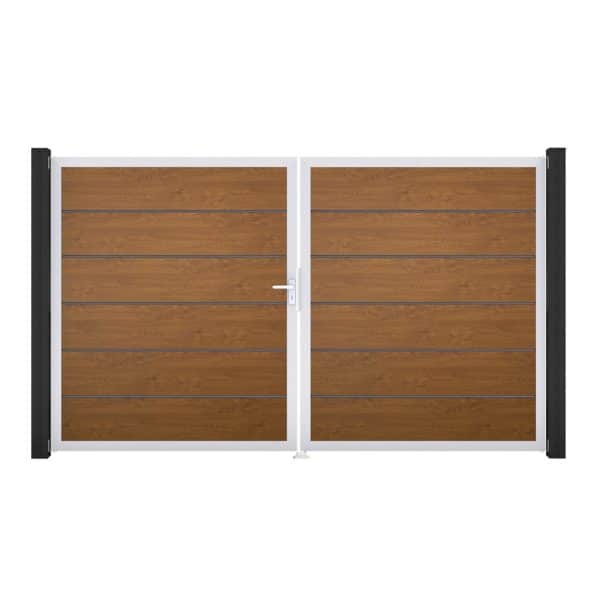 GroJa Tor 2-flg. Basicline Premium Golden Oak EV1 306 cm x 180 cm DIN Links