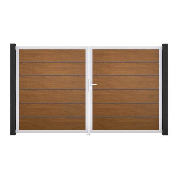 GroJa Tor 2-flg. Basicline Premium Golden Oak EV1 306 cm x 180 cm DIN Rechts