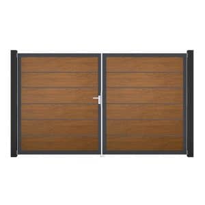 GroJa Tor 2-flg. Basicline Premium Golden Oak Rahmen 306 cm x 180 cm DIN Links