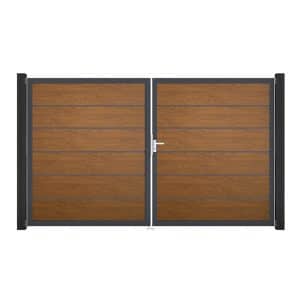 GroJa Tor 2-flg. Basicline Premium Golden Oak Rahmen 306 cm x 180 cm DIN Rechts