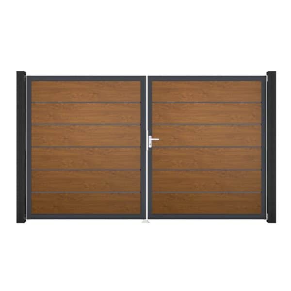 GroJa Tor 2-flg. Basicline Premium Golden Oak Rahmen 306 cm x 180 cm DIN Rechts