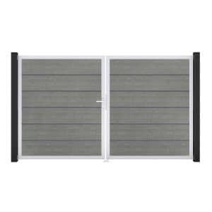 GroJa Tor 2-flg. Basicline Premium Grey Ash Cut EV1 306 cm x 180 cm DIN Links