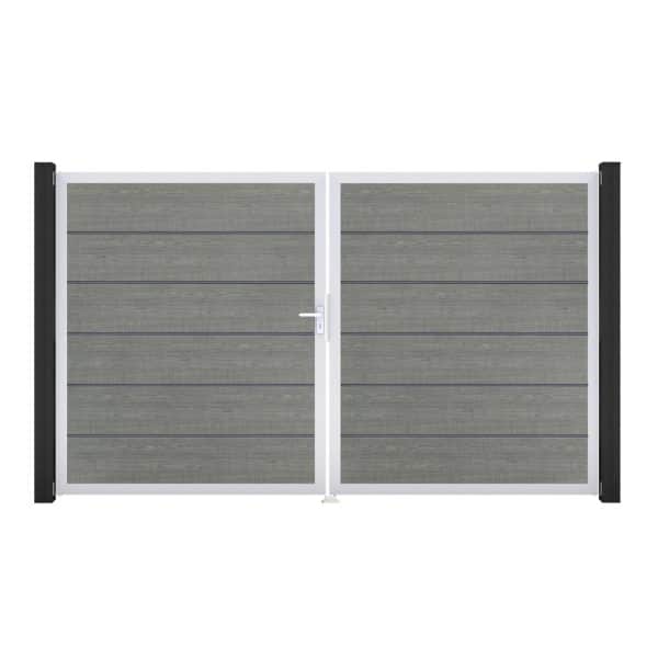 GroJa Tor 2-flg. Basicline Premium Grey Ash Cut EV1 306 cm x 180 cm DIN Links
