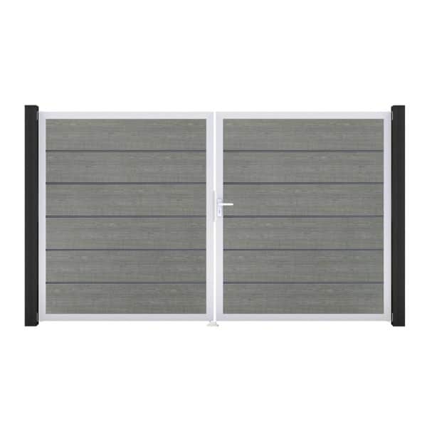 GroJa Tor 2-flg. Basicline Premium Grey Ash Cut EV1 306 cm x 180 cm DIN Rechts