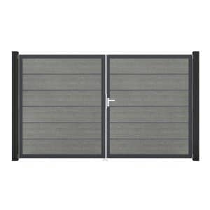 GroJa Tor 2-flg. Basicline Premium Grey Ash Cut Rahmen 306 cm x 180 cm DIN Links
