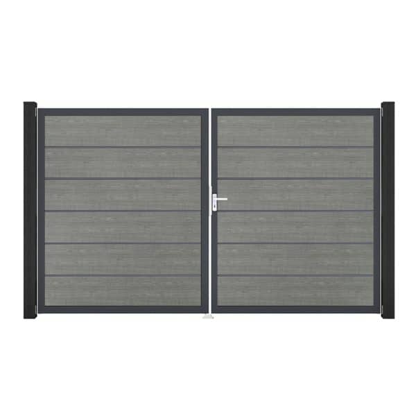GroJa Tor 2-flg. Basicline Premium Grey Ash Cut Rahmen 306 cm x 180 cm DIN Links