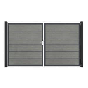GroJa Tor 2-flg. Basicline Premium Grey Ash Cut Rahmen 306 x 180 cm DIN Rechts